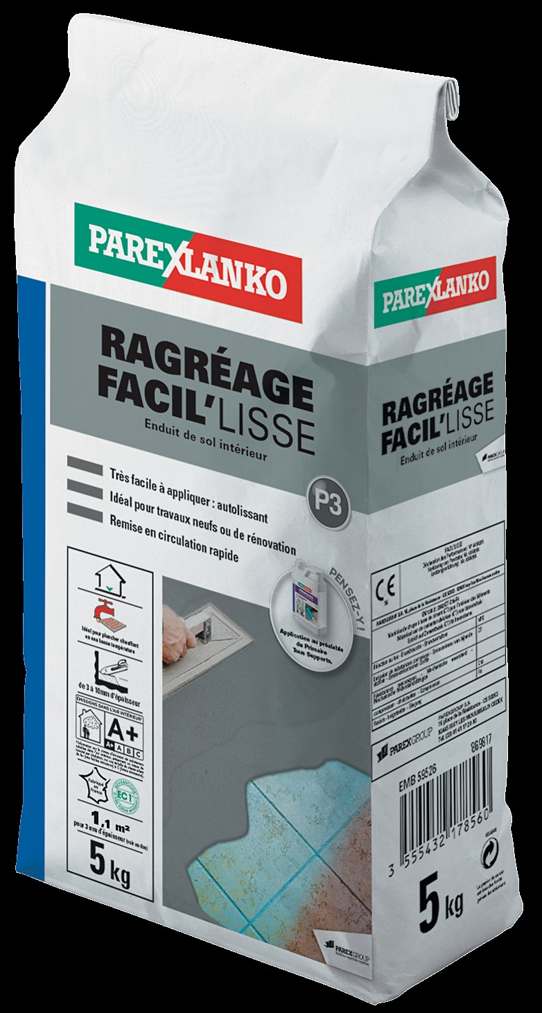 Ragréage intérieur Facil'lisse P3 5 kg autolissant gris - PAREXLANKO